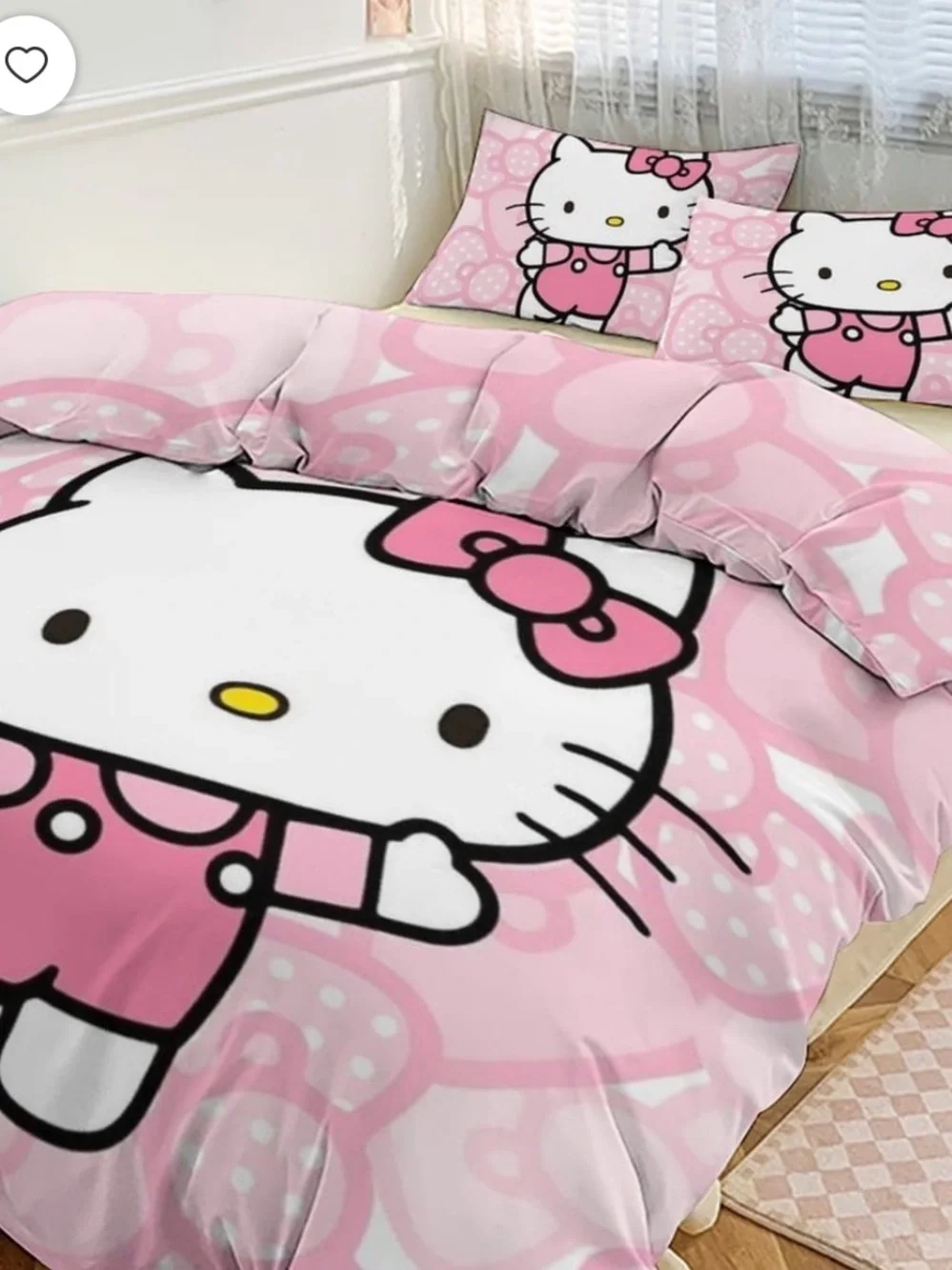 Hello Kitty Pink Cartoon Twin Duvet Set - 3 Piece Bed Bedding